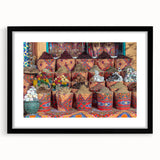 Extra large framed abstract art print depicting a colorful, textured Egyptian scenery, ideal for living room decor.