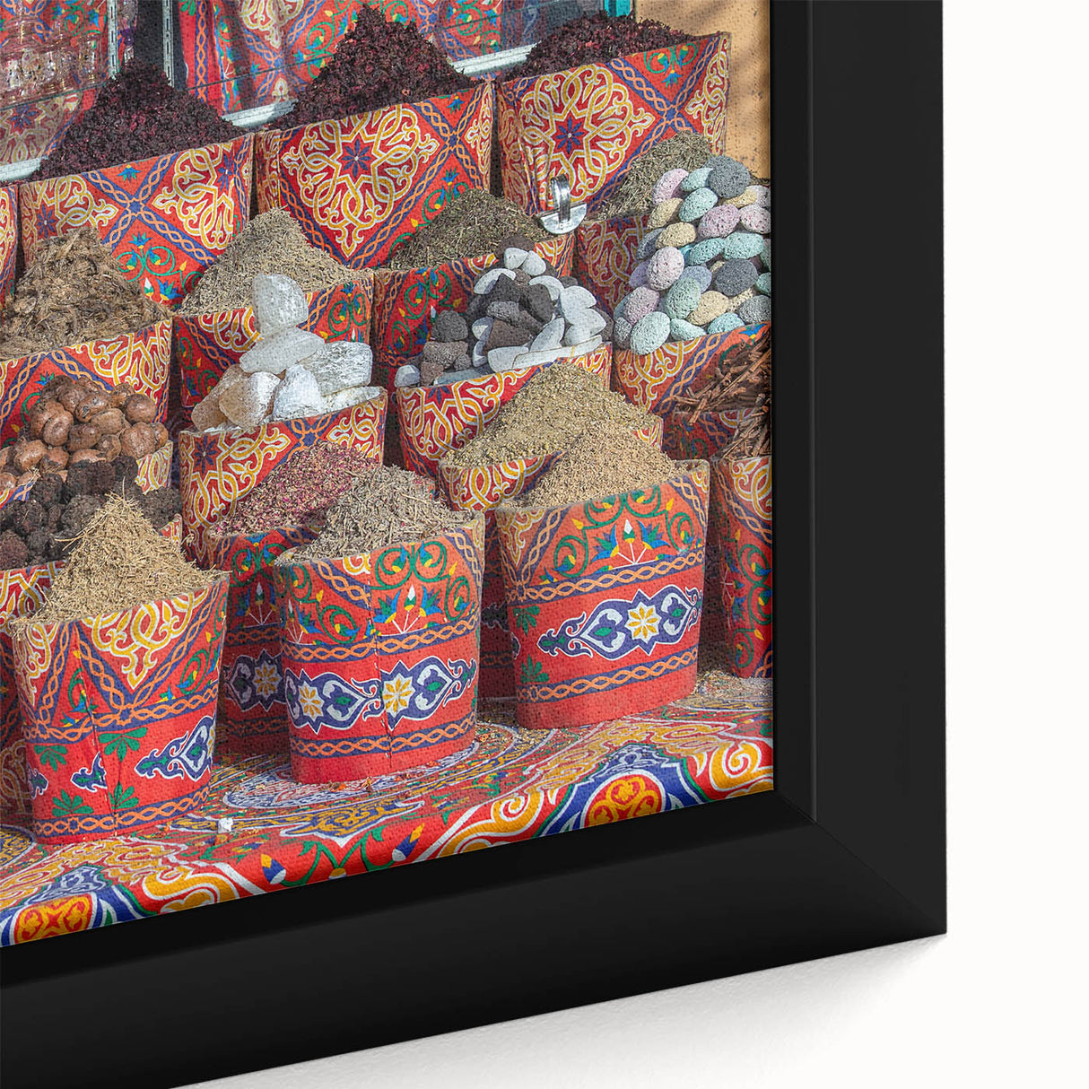 Extra large framed canvas featuring a textured depiction of the African scenery with vibrant, colorful art.