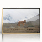 Mid-century modernist art featuring an Ethiopian landscape in muted earth tones on a framed acrylic panel.