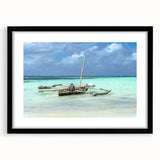 Extra large abstract art print of colorful Kenyan scenery on textured canvas, framed in black, ideal for living room decor.