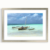 Abstract art print of a Kenyan landscape in muted earth tones on a framed canvas, suitable for bedroom or dining room decor.