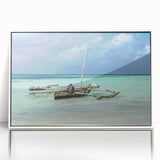 Framed acrylic print of a Kenyan landscape, featuring earth tones and subtle green accents, ideal for modern art wall decor.