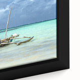 Extra large framed canvas depicting a textured, colorful African scenery, ideal for living room decor.