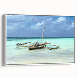 Framed canvas of a serene Kenyan landscape in muted earth tones, perfect for bedroom wall art.