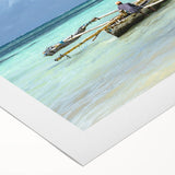 Art deco poster depicting a serene Kenyan landscape on rolled canvas, with earthy tones, suitable for dining room wall art.