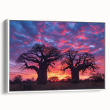 Framed canvas featuring a vintage-style landscape of Madagascar in muted earth tones, ideal for bedroom wall decor.