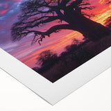 Art deco poster of Madagascar scenery in muted earth tones on rolled canvas, suitable for dining room decor.