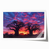 Extra large rolled print of a Madagascar landscape with vibrant green foliage and sunset hues.