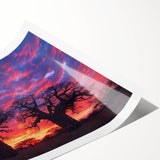 Extra large rolled print depicting line art flowers in a Madagascar scene, ideal for large living room wall art.