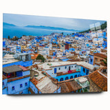 Large abstract acrylic print of a Moroccan landscape in earth tones, ideal for bedroom or dining room art.