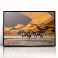 Large abstract wall art depicting a Namibian landscape in muted earth tones on framed acrylic.