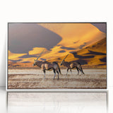 Framed acrylic print of an African scenery with muted earth tones, ideal for modern art wall decor.