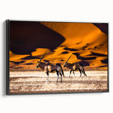 Black and white landscape art of Namibia on framed canvas, ideal for bedroom wall decor.