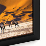 Extra large framed canvas featuring a textured, colorful African scenery in muted earth tones, ideal for living room decor.