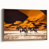 Framed canvas landscape art painting depicting a Namibian scenery in muted earth tones, ideal for an office or study.