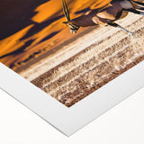 Art deco poster of a Namibian landscape in muted earth tones on rolled canvas, suitable for dining room decor.
