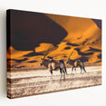 Vivid sunset over Namibian desert landscape on large stretched canvas, suitable for kitchen wall art.