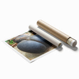 Extra large rolled print of a Seychelles scenery with vibrant green and blue tones, ideal for classy bathroom wall art.
