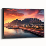 Black and white framed canvas of a South African landscape, ideal for bedroom wall art.