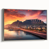 Framed canvas featuring a vintage-style African landscape with colorful art and black accents, ideal for living room decor.