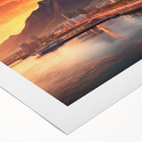 Art deco poster featuring a stylized South African landscape on rolled canvas, suitable for dining room decor.