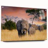 Acrylic print of African scenery with earth tones, ideal for bedroom or dining room decor.