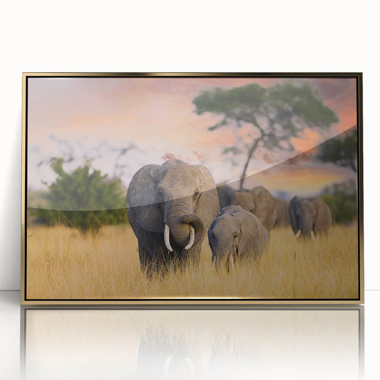 Framed acrylic print of a Tanzanian landscape, featuring muted earth tones, ideal for modern art wall decor.