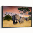 Black and white framed canvas of a Tanzanian landscape, ideal for bedroom wall decor.