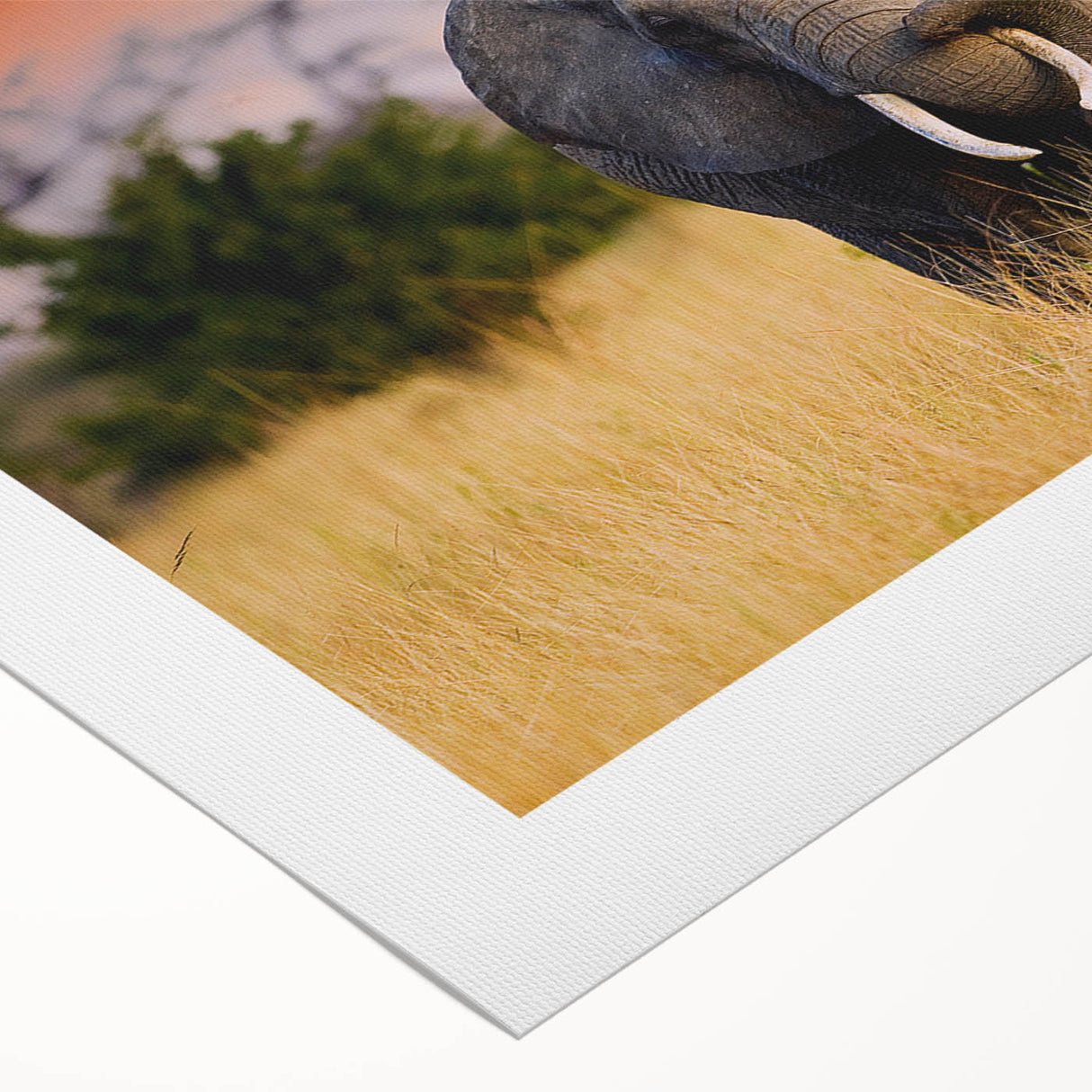 Art deco poster of Tanzanian scenery in muted earth tones on rolled canvas, suitable for dining room decor.