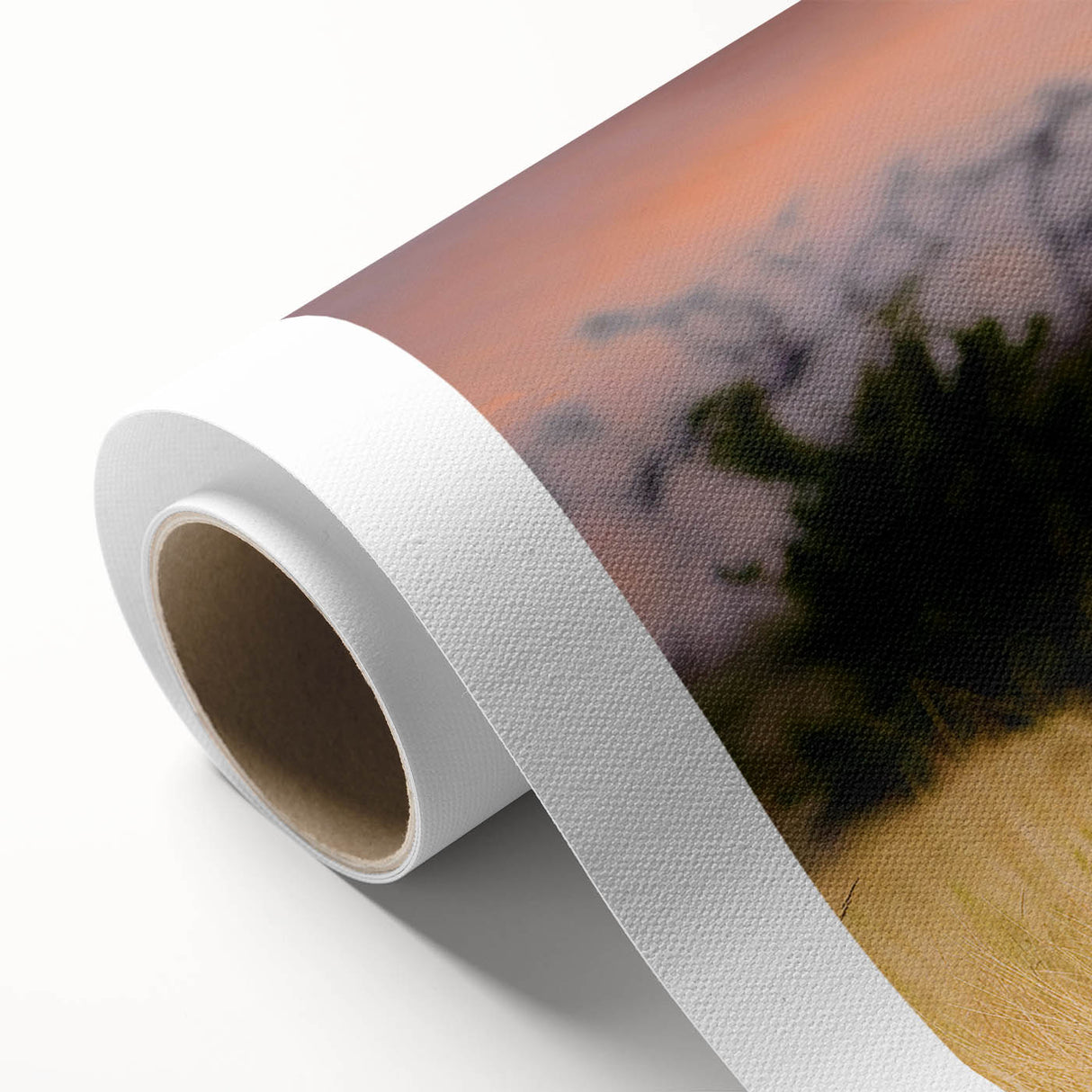 Art deco poster of Tanzania scenery in muted earth tones on rolled canvas, ideal for nursery wall art.
