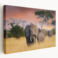Serene Tanzanian landscape on a large stretched canvas, featuring earthy tones, ideal for kitchen wall art.