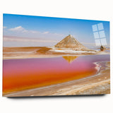 Large abstract acrylic print featuring a Tunisian landscape in subdued earth tones, ideal for bedroom or dining room art.