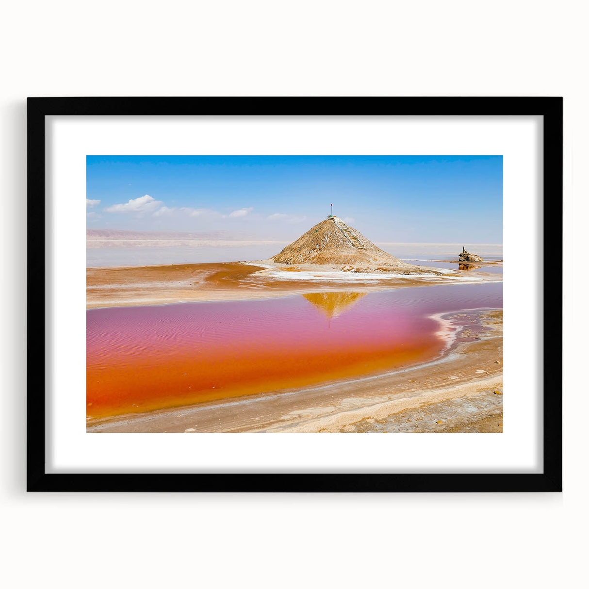 Extra large abstract art print depicting a colorful, textured scene of Tunisia on a framed canvas.
