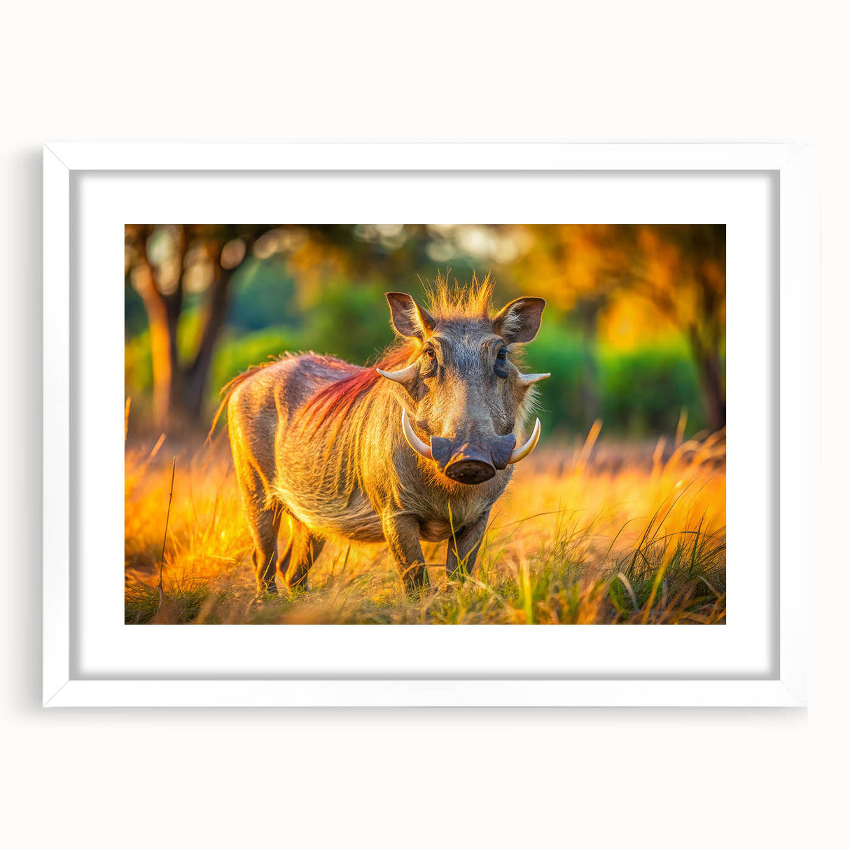 Abstract art print depicting a serene Zambia landscape in muted earth tones on a framed white mat.