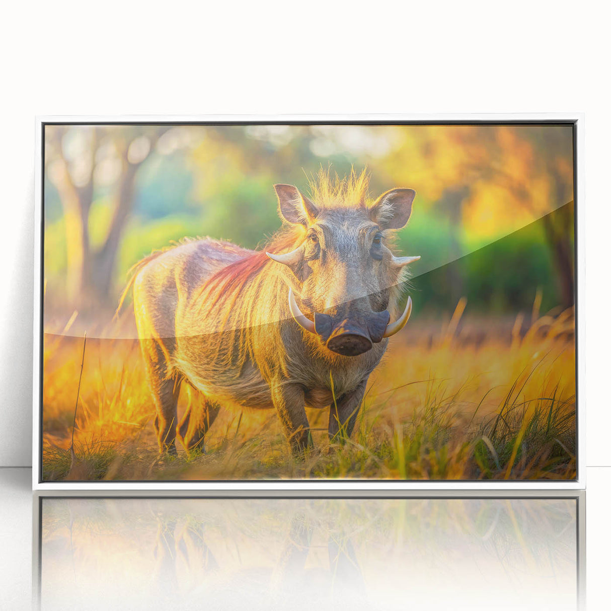 Acrylic print of an African scenery in Zambia, featuring muted earth tones, ideal for modern art wall decor in a nursery.