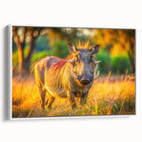 Vintage poster art of a Zambia scenery on extra large framed canvas, featuring vibrant colors, ideal for living room decor.