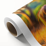 Art deco poster of a Zambian scenery in muted earth tones on rolled canvas, ideal for nursery wall art.
