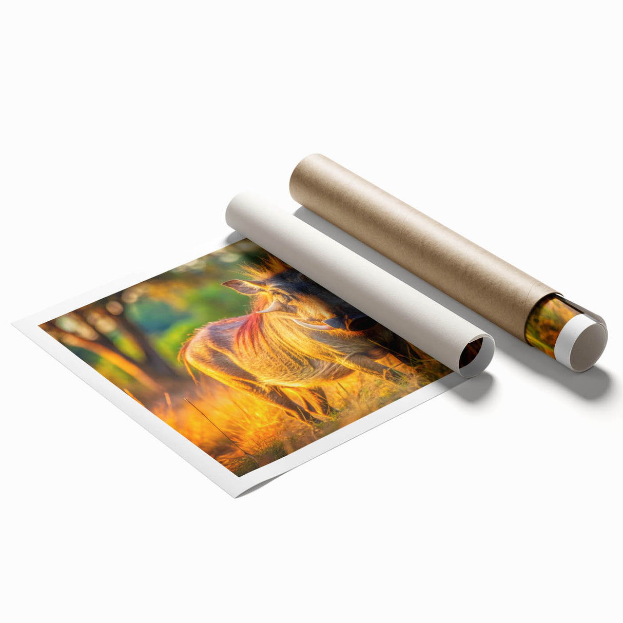 Extra large rolled print featuring Zambia scenery with vibrant floral elements, ideal for classy bathroom wall art.