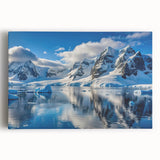 Large black and white stretched canvas of an Antarctic landscape, ideal for kitchen wall art.