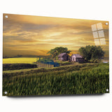 Large abstract wall art depicting a vibrant scene in Bangladesh on acrylic glass, suitable for bedroom or dining room decor.