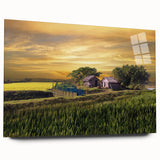 Large abstract wall art featuring a vibrant scene of Bangladesh on acrylic glass, ideal for bedroom or dining room decor.