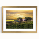 Extra large abstract art print featuring textured scenery of Bangladesh in gold frame, ideal for living room decor.