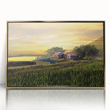Large art print of a serene Bangladesh landscape in gold acrylic frame, ideal for modern art wall decor.