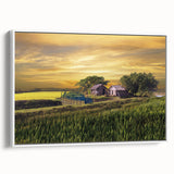 Vintage poster art of a colorful Bangladesh scenery on a large framed canvas, ideal for living room decor.