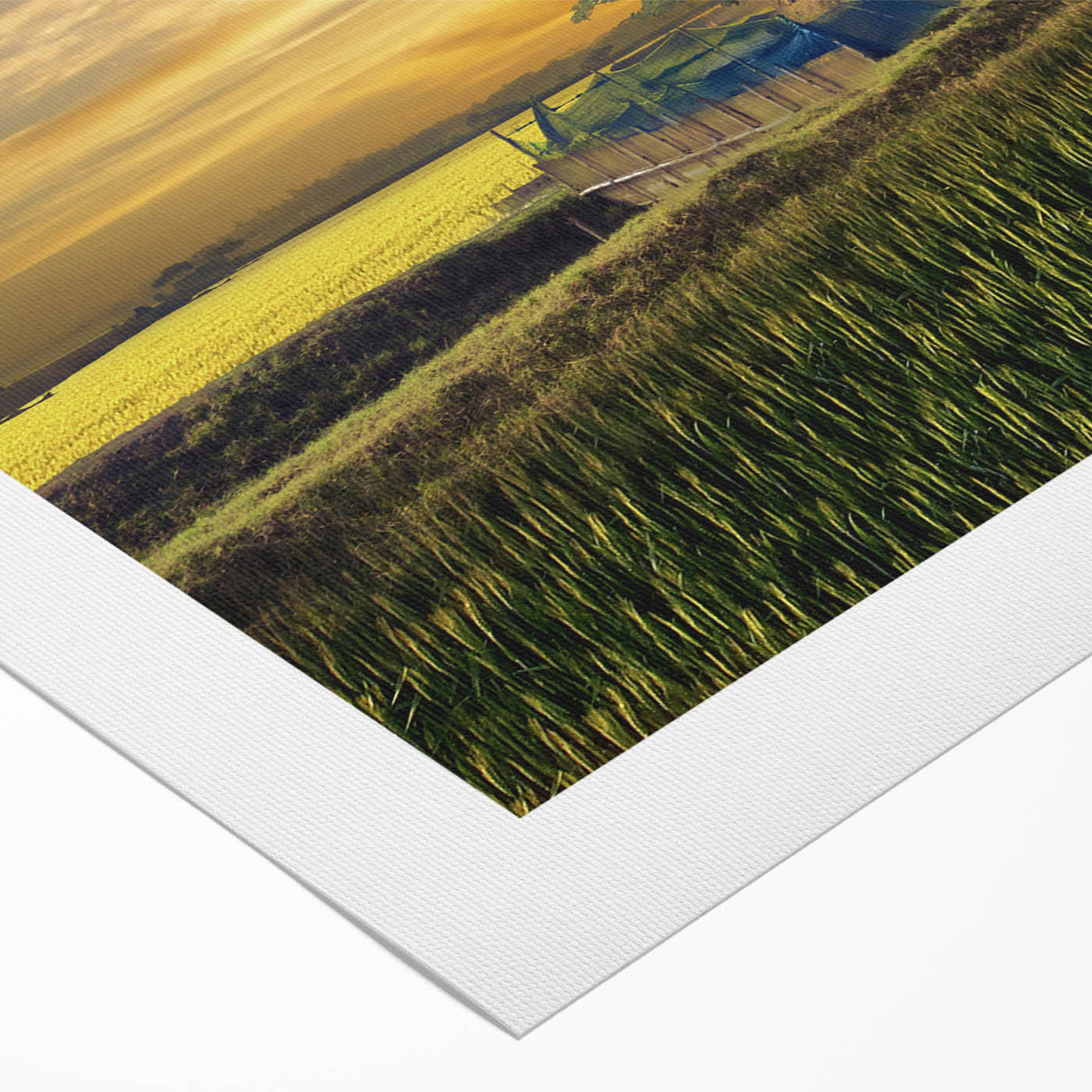Art deco poster featuring a serene Bangladesh landscape in soft pastel shades on rolled canvas.