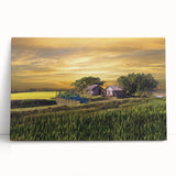 Black and white stretched canvas featuring a serene Bangladeshi landscape, ideal for kitchen wall art or bedroom ambiance.