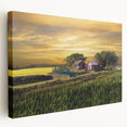 Scenic Bangladesh landscape on large stretched canvas, featuring lush greenery and water, in muted natural tones.
