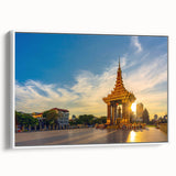 Vintage poster art of a Cambodian scenery on framed canvas, featuring colorful art in extra large size.