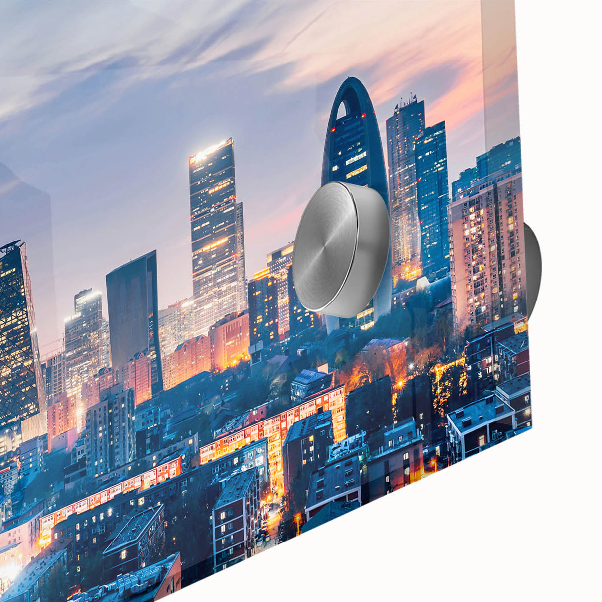 Large abstract depiction of Beijing scenery on acrylic glass, featuring muted earth tones, ideal for dining room art.