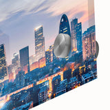 Large abstract depiction of Beijing scenery on acrylic glass, featuring muted earth tones, ideal for dining room art.